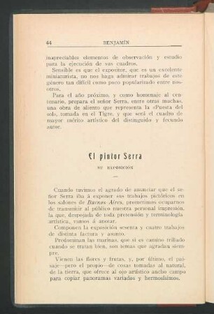 El pintor Serra : Su Exposición