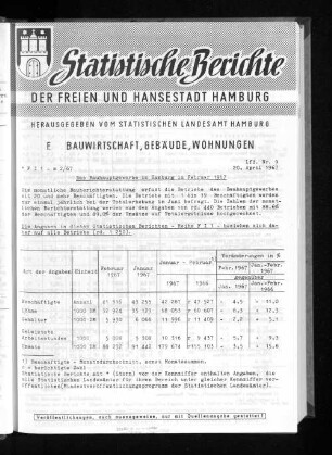 Das Bauhauptgewerbe in Hamburg im Februar 1967 : Lfd. Nr. 9