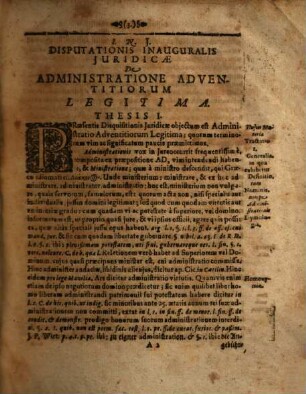 Disputatio Iuridica Inauguralis, De Administratione Adventitiorum Legitima