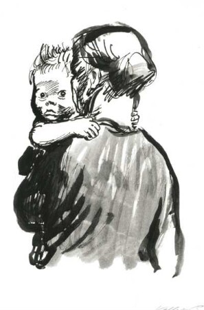 Mutter mit Jungem auf dem linken Arm
