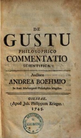 De Gustu Philosophico Commentatio Scientifica