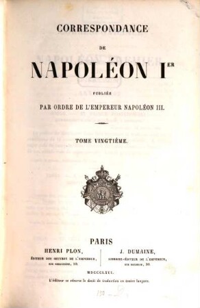 Correspondance : publiée par ordre de l'empereur Napoléon III.. 20