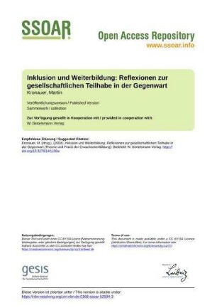 Inklusion und Weiterbildung: Reflexionen zur gesellschaftlichen Teilhabe in der Gegenwart