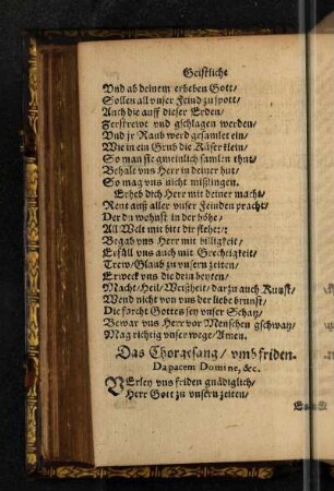 Das Chorgesang/ umb friden.