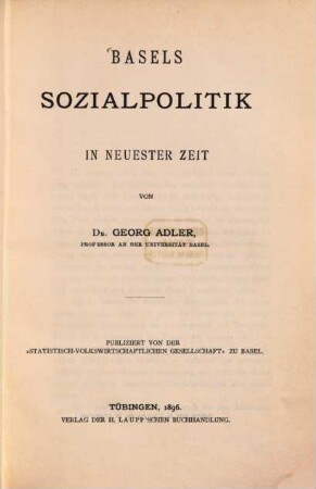 Basels Sozialpolitik in neuester Zeit