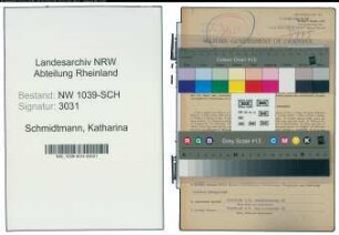 Entnazifizierung Katharina Schmidtmann , geb. 05.10.1905 (Bankangestellte)