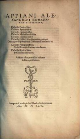 Appiani Alexandrini Romanarum historiarum de bellis punicis liber