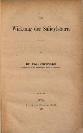 Zur Wirkung der Salicylsäure
