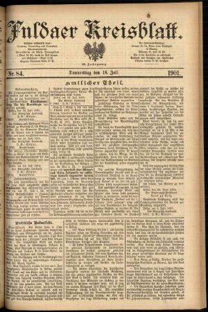 Erste Ausgabe vom Donnerstag, den 18. Juli 1901.