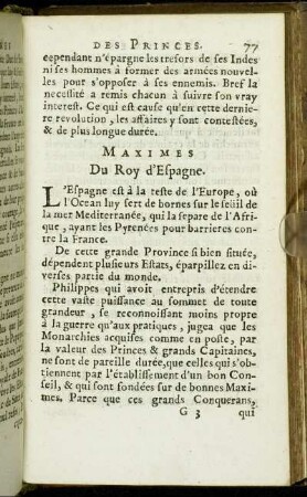 Maximes Du Roy d'Espagne.