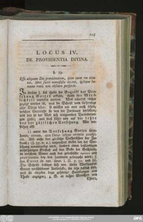 Locus IV. De Providentia Divina.