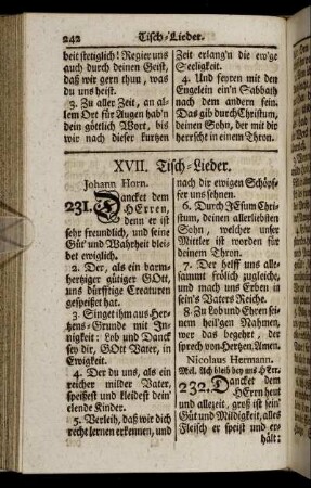 XVII. Tisch-Lieder – XX. Von der Heil. Tauffe