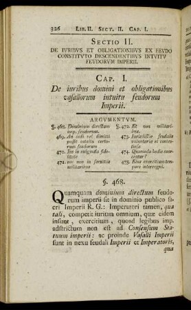 Sectio II. De Ivribvs Et Obligationibvs Ex Fevdo Constitvto Descendentibvs Intvitv Fevdorvm Imperii