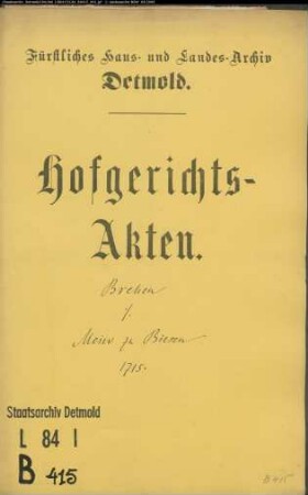 Brehen, Witwe in Dehlentrup gegen Meier zu Biesen - Schuldforderung