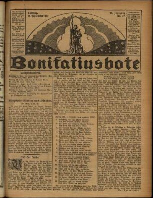 Erste Ausgabe vom Sonntag, den 11. September 1927.