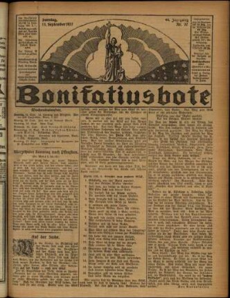 Erste Ausgabe vom Sonntag, den 11. September 1927.
