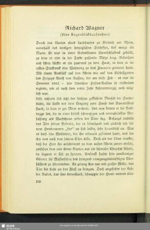 Richard Wagner : (Eine Augenblicksaufnahme)