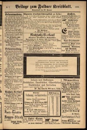 Zweite Ausgabe vom Samstag, den 16. Januar 1897.