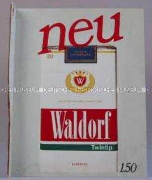 Werbeschild (Ausleger) für "Waldorf"-Zigaretten