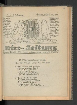 Bier-Zeitung No. 1, II. Jahrgang Bando, 8 Juli 1919