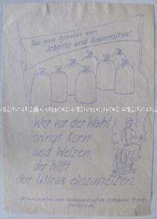 Hektografiertes Propagandaflugblatt zur Ablieferungspflicht für Getreide