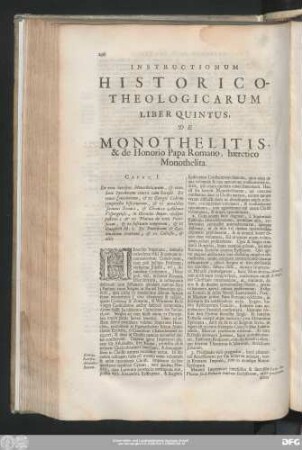 Liber Quintus, De Monothelitis, & de Honorio Papa Romano, haeretico Monothelita.