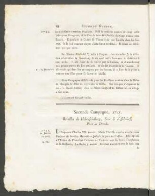 Seconde Campagne, 1745. Batailles de Hohenfriedberg, Soor & Kesselsdorf; Paix de Dresde.