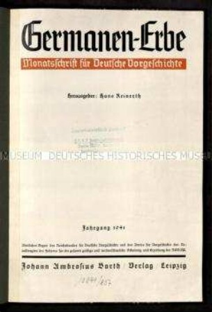 Zeitschrift Germanen-Erbe, Jg. 1941