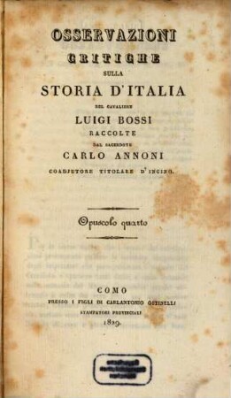 Osservazioni critiche sulla Storia d'Italia del cavaliere Luigi Bossi. 4