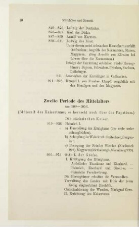 Zweite Periode des Mittelalters um 900-1056