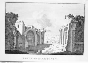 Les restes de l'ancienne Rome, recherchez avec soin , mesurez, dessinez sur les lieux, et gravez par feu Bonaventure d'Overbeke, ..., 2. Buch, Tafel b. 37.: Les Bains d'Antonin.