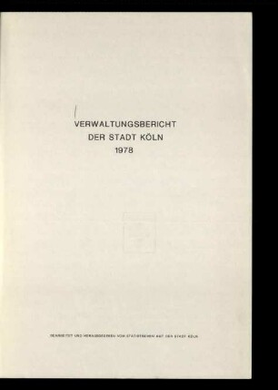 Verwaltungsbericht der Stadt Köln / 1978
