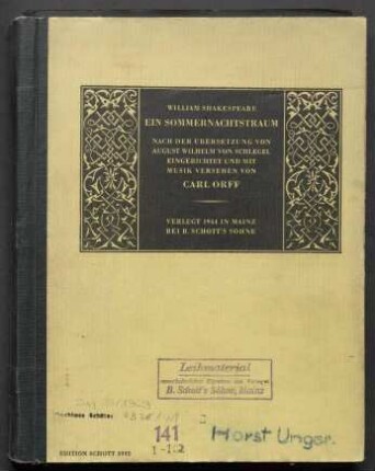 Shakespeare, William / Orff, Carl: Ein Sommernachtstraum