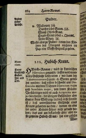 212. Habich-Kraut. - [222.] Gemeine Schwärtel-Wurtz.