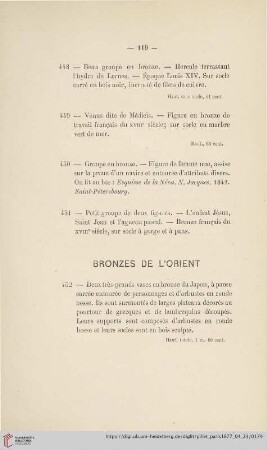 Bronzes de l'Orient (Nr. 451 - 462)