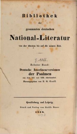 Deutsche Interlinearversionen der Psalmen : aus einer Windberger Handschrift zu München (XII. Jahrhundert) und einer Handschrift zu Trier (XIII. Jahrhundert)