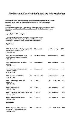 Fachbereich Historisch-Philologische Wissenschaften