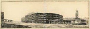 Haus des Rundfunks, Berlin-Charlottenburg Wettbewerbs-Entwurf: Perspektivische Ansicht Masurenallee