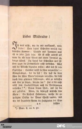 Lieber Mitbruder!...