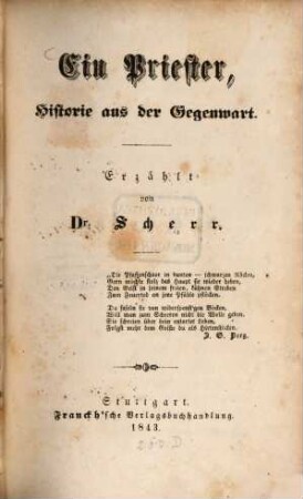 Ein Priester : Historie aus der Gegenwart