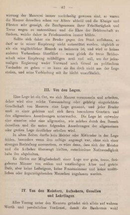 III. Von den Logen.