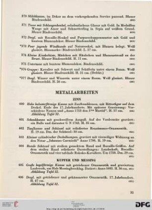Metallarbeiten (Nr. 400-424)