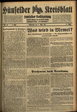 Zweite Ausgabe vom Donnerstag, den 17. März 1932.
