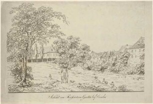 Das Dorf Plauen bei Dresden an der Weißeritz mit dem Wasserschlösschen (Neidtschützschlösschen, Kielmannseggeschlösschen) im Reisewitzschen Garten
