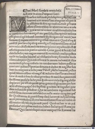 Oratio funebris habita Romae in obitu Pomponii Laeti