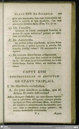 Caput XVIII. Controversiae In Articulo De Statu Triplici