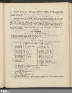 IV. Statistik