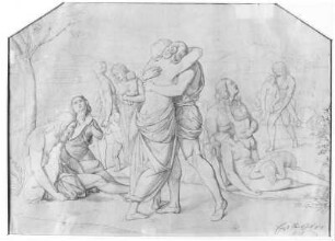 Die Sintflut : Rietschel, Ernst: Die Sintflut. 1827. Bleistift auf elfenbeinfarbenem Velin; 30,5 x 41,3 cm. Privatbesitz, WVZ 169