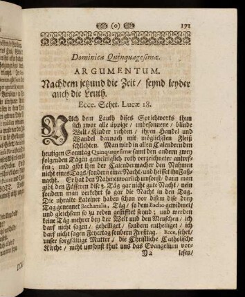 171-184, Dominica Quinquagesimae; Elenchus Argumentorum