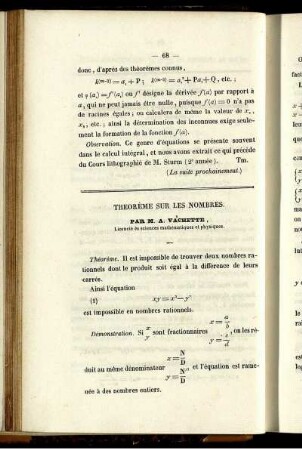 Theorème sur les nombres.
